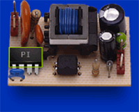 Switch-mode power supply built with a Power Integrations IC.